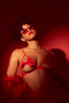 Mapale Open Cups Bows Bra Set Red-Rebel Romance