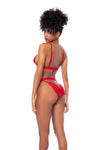 Mapale Open Cups Bows Bra Set Red-Rebel Romance