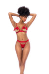 Mapale Open Cups Bows Bra Set Red-Rebel Romance