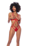 Mapale Sexy Harness Open Cups Teddy Red-Rebel Romance