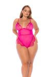 Queen Flirt and Flow Eyelash Lace Bodysuit Pink