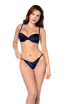 Velvet Timeless Garters Bra Set Black / Blue
