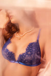 Lace Bralette Bra Set Holiday Winter Sapphire Blue