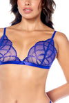 Jewel Embroidery Bralette Bra Set Holiday Winter Sapphire Blue
