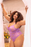 Queen Dreamy Lace Teddy Bodysuit Romantic Purple