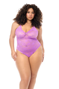 Queen Dreamy Lace Teddy Bodysuit Romantic Purple
