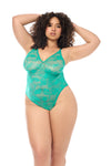 Queen Dreamy Lace Teddy Bodysuit Romantic Green