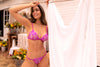 Floral Embroidery Beautiful Bralette Bra Set Azalea Pink