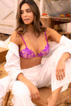 Floral Embroidery Beautiful Bralette Bra Set Azalea Pink