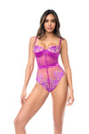 Floral Embroidery Underwire Cups Bodysuit Teddy Azalea Pink
