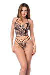 Edgy Underwire Bustier Bra Set Sheer Printed Mesh Panther