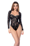 Romantic Gothic Lace Underwire Bodysuit Black