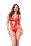 Flattering Crochet Knit Fabric Bodysuit Teddy Be The Gift Valentine Red