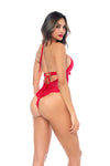 Playful Lace Up Sides Teddy Valentine Red