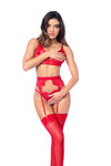 Playful Lace Open Peek-a-boo Bralette Bra Set Valentine Red