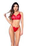 Playful Lace Open Peek-a-boo Bralette Bra Set Valentine Red