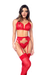 Playful Lace Open Peek-a-boo Bralette Bra Set Valentine Red