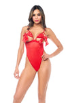 Frisky Open Cup Bodysuit Red Bows Gift