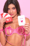 Doll Up Sexy Bows Underwire Open Cup Bra Set Valentine Pink