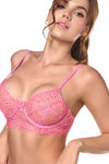 Doll Up Feminine Underwire Lace Garter Bra Set Valentine Pink