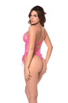 Doll Up Feminine Underwire Lace Bodysuit Teddy Valentine Pink