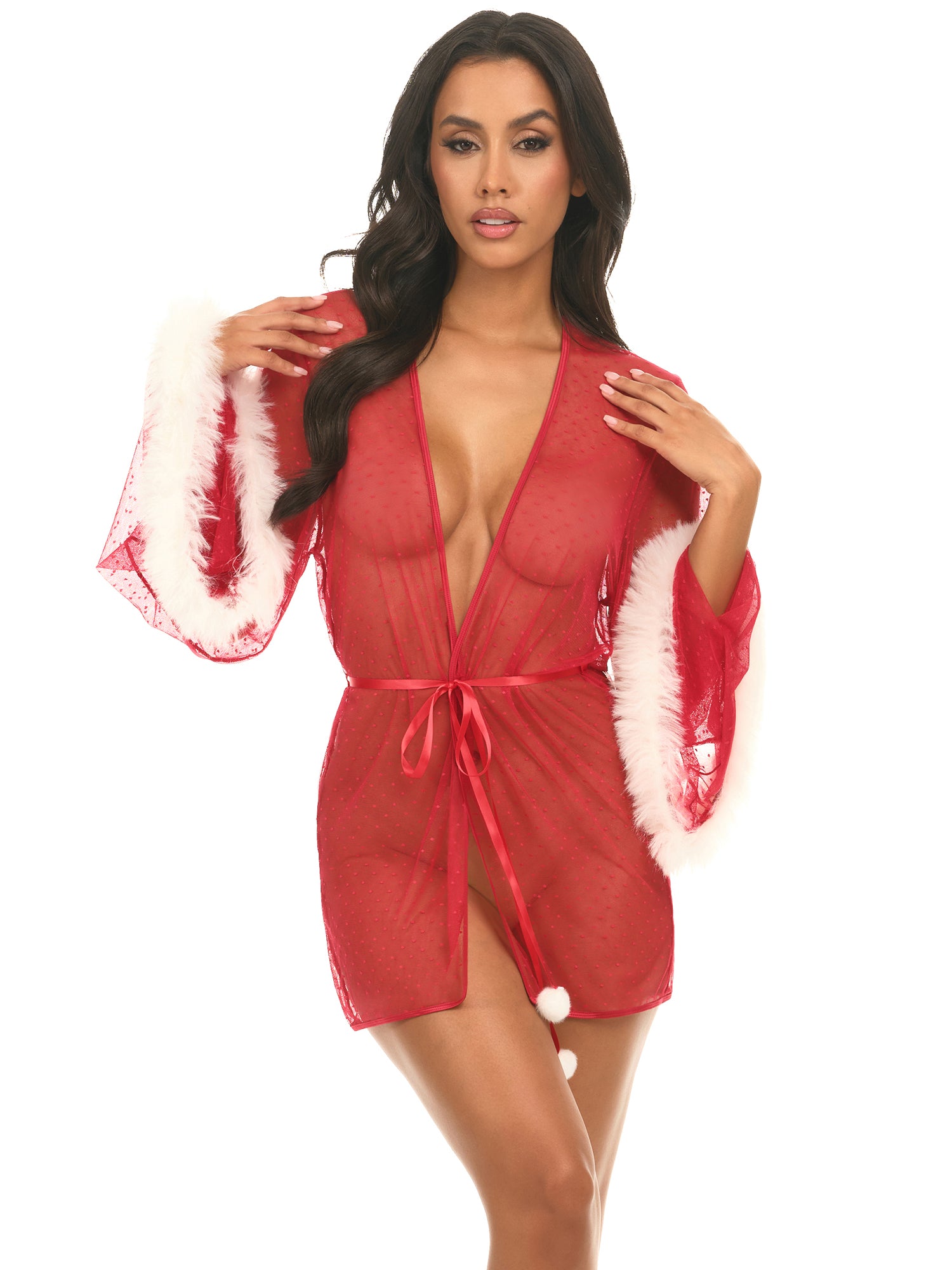 April Pin Dot Mesh Robe