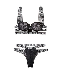 Fantasy Lingerie Vibes Not Your B*tch Lace Bra & Cutout Panty Set