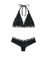Fantasy Lingerie Queen Vibes Not Your B*tch Bralette & Cheeky Panty Set
