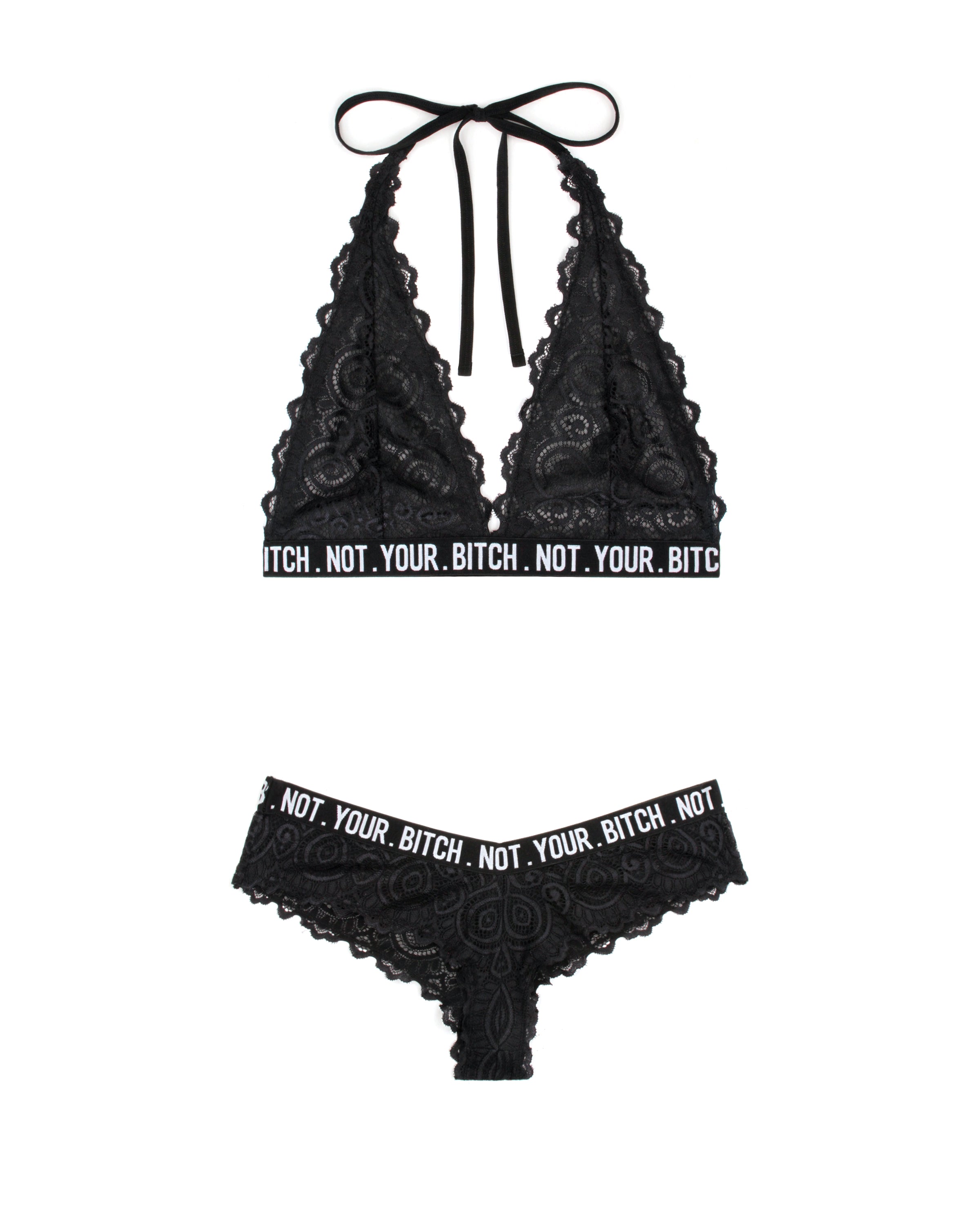 Fantasy Lingerie Queen Vibes Not Your B*tch Bralette & Cheeky Panty Set