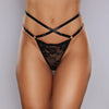 Allure Cherished Lace And Mesh Thong Black