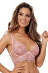 Axami Pink Rose Lace Longline Corset Bra