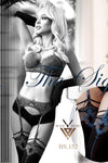 Ballerina Black Secret BS152 Blue Patterned Stockings Black