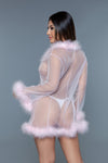 Burlesque BeWicked Bou Robe Marabou Feather Trim Candy Pink