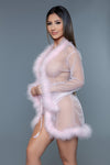 Burlesque BeWicked Bou Robe Marabou Feather Trim Candy Pink