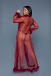 Burlesque BeWicked Marabou Robe Maroon