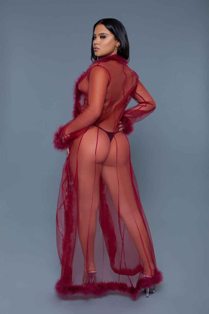 Burlesque BeWicked Marabou Robe Maroon