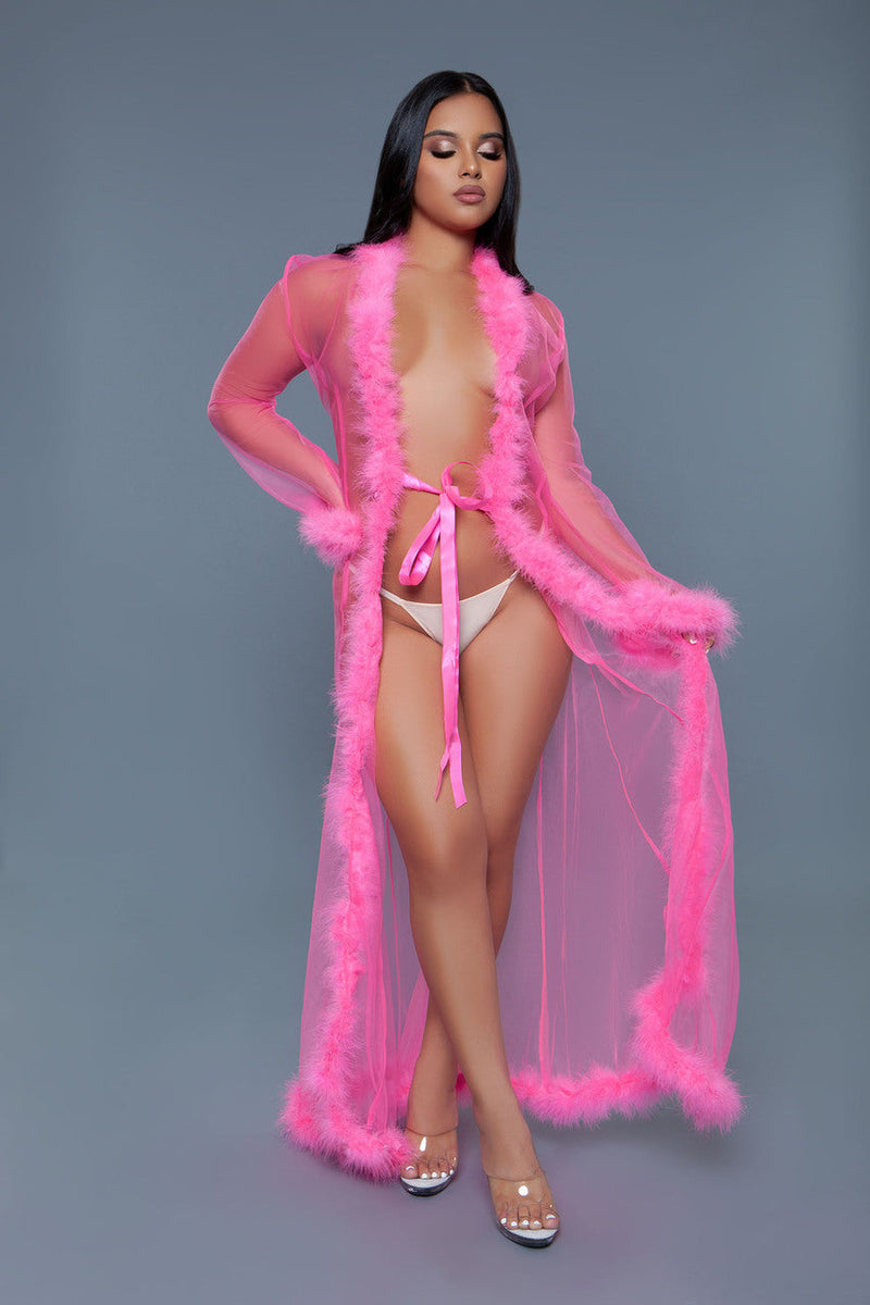 Burlesque BeWicked Marabou Robe Neon Pink
