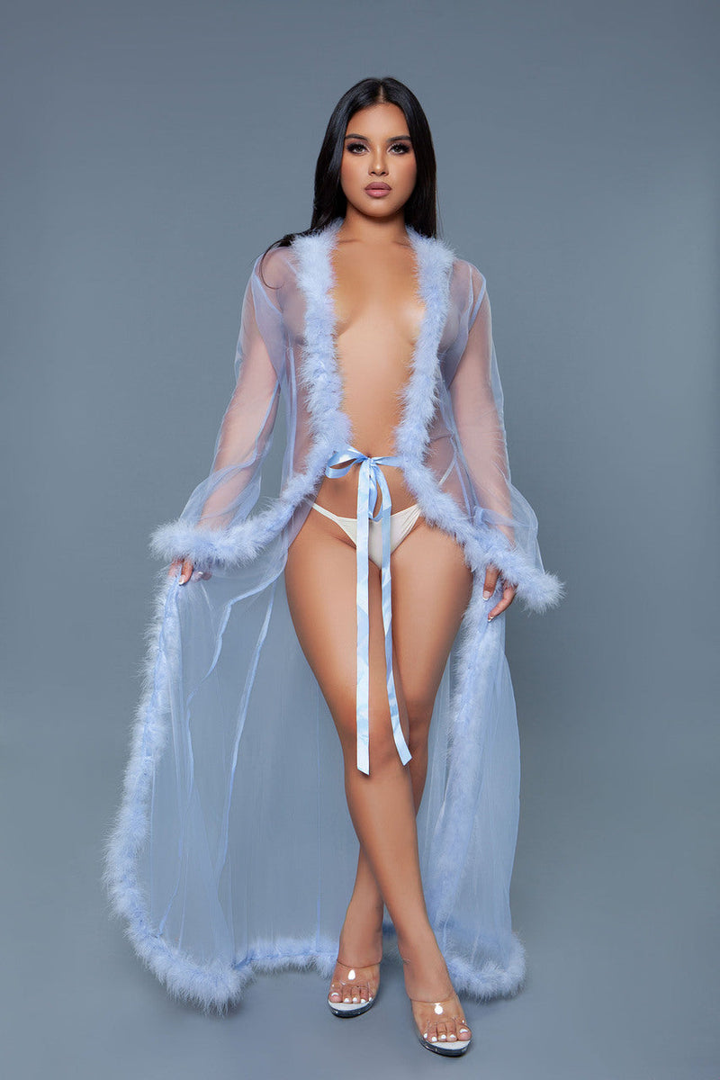 Burlesque BeWicked Marabou Robe Periwinkle