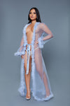 Burlesque BeWicked Marabou Robe Periwinkle