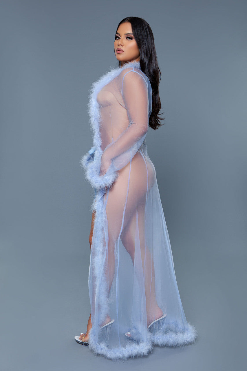 Burlesque BeWicked Marabou Robe Periwinkle