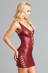 BeWicked Elisa Mini Dress Maroon Wet Look
