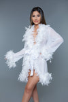 BeWicked Lux Robe Sheer White Feather Trim