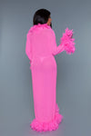 BeWicked Glamour Robe Boa Feather Trim Hot Pink