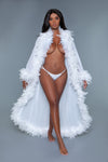 BeWicked Glamour Robe Boa Feather Trim White