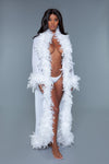 BeWicked Glamour Robe Boa Feather Trim White