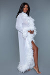 BeWicked Glamour Robe Boa Feather Trim White