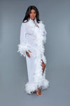 BeWicked Glamour Robe Boa Feather Trim White