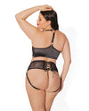 Coquette Pleasure Collection Queen Lace Panels Harness and Panty Black-Rebel Romance