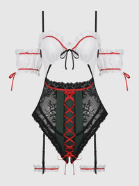 Biergarten Babe Crotchless Teddy with Detachable Garters Costume