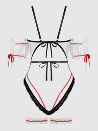 Biergarten Babe Crotchless Teddy with Detachable Garters Costume